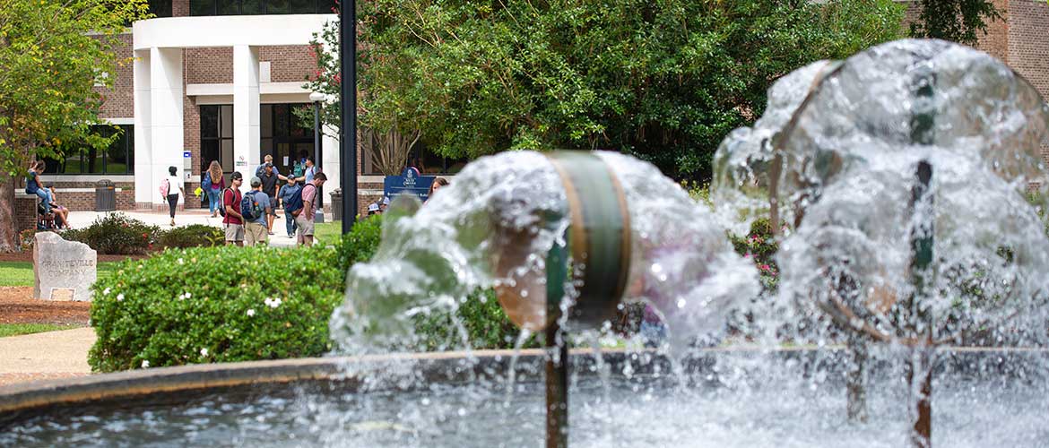 The fountain at the center of USC Aiken
