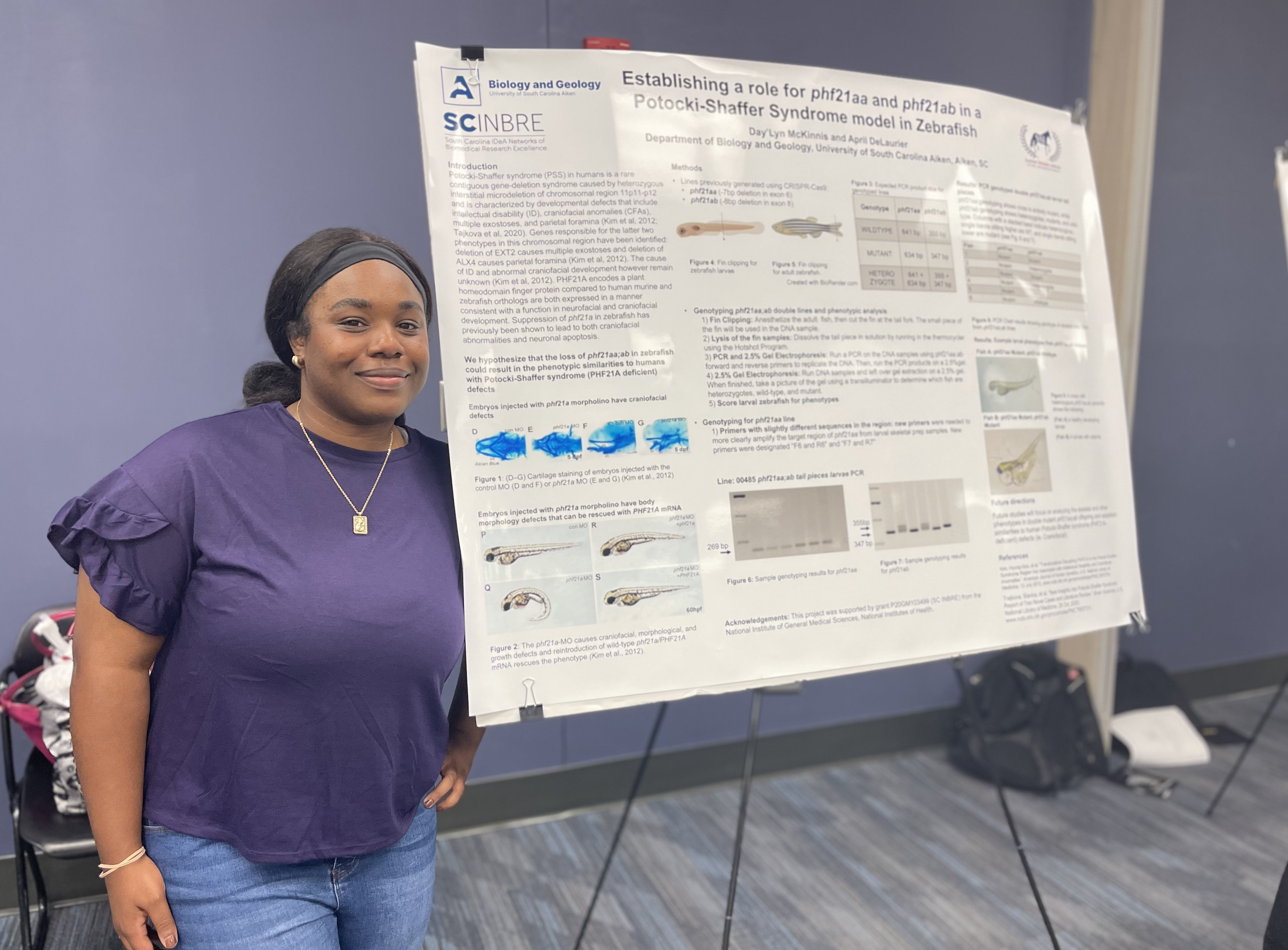 Day’Lyn McKinnis, a junior biology major at USCA, presents her project during the SSI event.