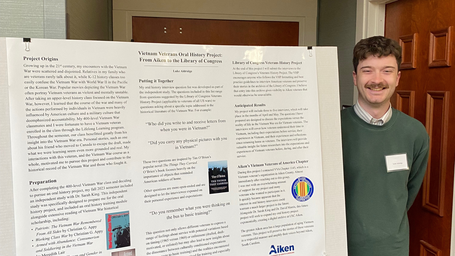 Magellan Scholar Luke Aldridge preserves the stories of Vietnam vets through oral history project.