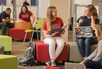 Students sitting in common area