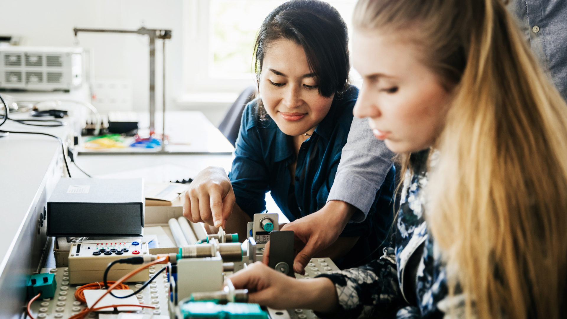 Two students working on project